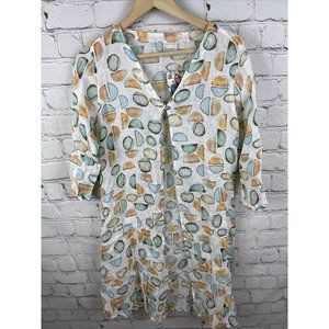 Click Color Me Cotton Lagenlook Linen 3/4 Sleeve Long Vest Cardigan Small Artsy